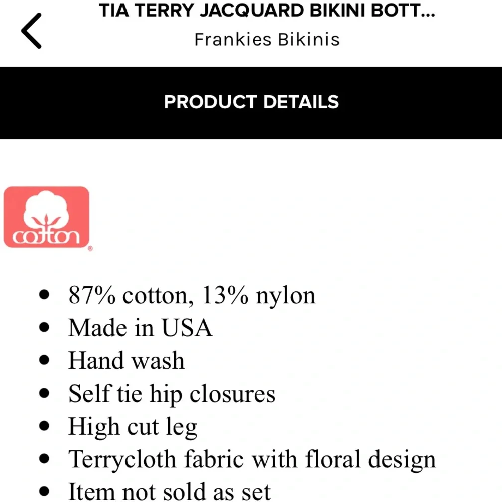 FRANKIES ❤️‍🔥 BIKINIS TIA TERRY CLOTH HIBISCUS BOTTOM